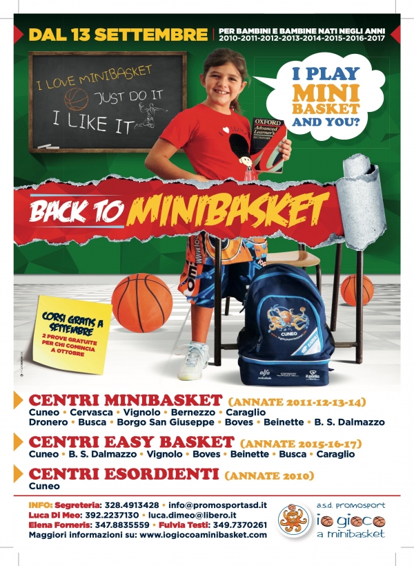 BACK TO MINIBASKET: FINALMENTE!!!!!!!         INFO ED ORARI CORSI MINIBASKET